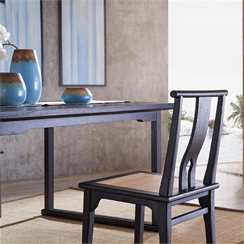 新中式 餐厅家具 交换空间-意鸣·韵 餐桌 CZ66101 1600*800*750 白蜡木+板材 紫檀色